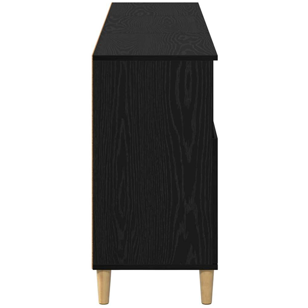 vidaXL 2 Door 2 Shelf Black Oak Compact Sideboard Set of 3 Image 6