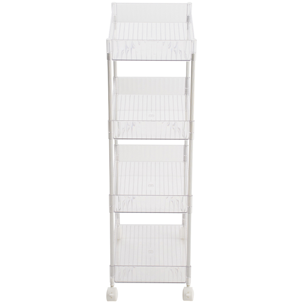 Living and Home 4 Shelf Clear Striped Rolling Storage Cart Image 3