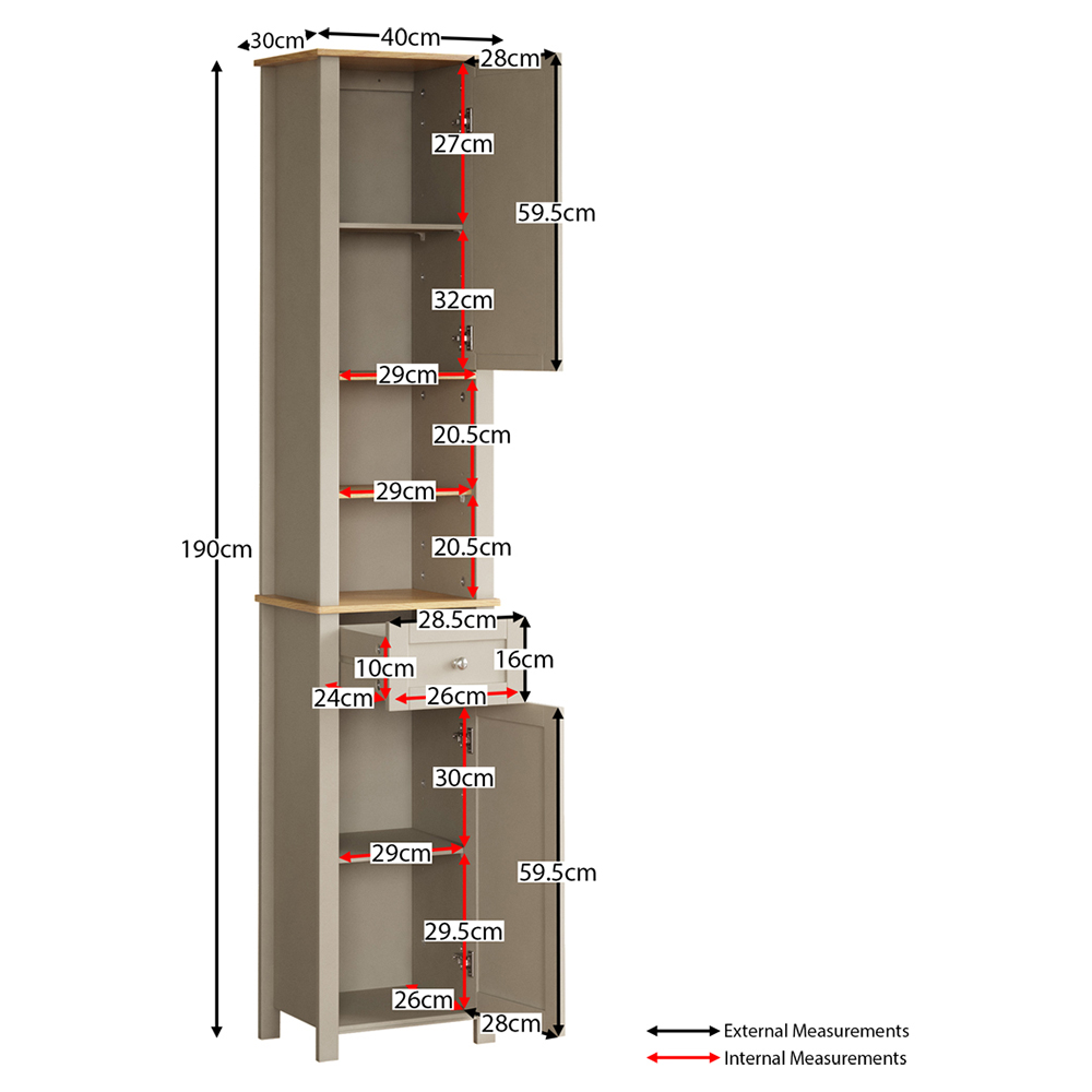 Bath Vida Priano 2 Door Single Drawer Mirrored Tall Floor Cabinet Image 7