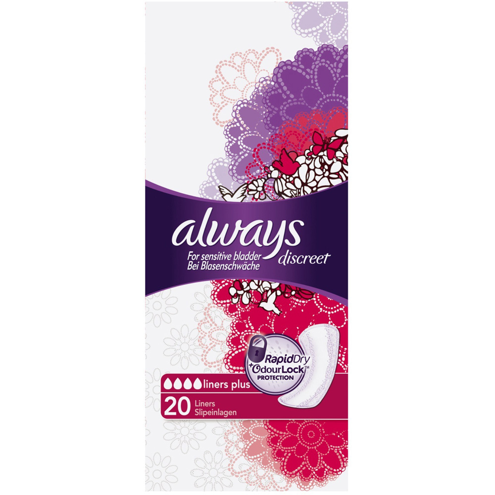 Always Discreet Incontinence Liners Plus 20 Pack Image