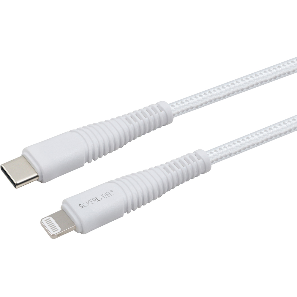 SilverLabel White USB-C to Lightning Braided Cable 2m Image 2