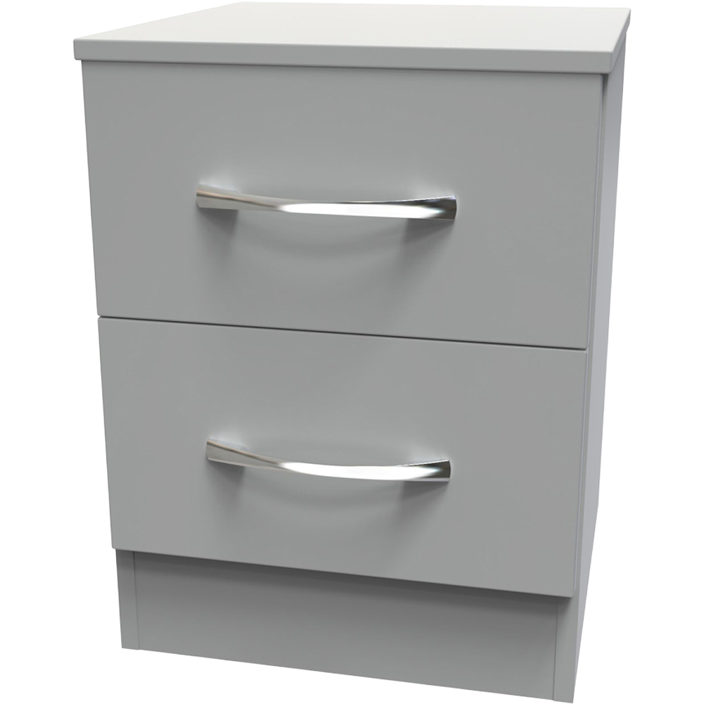 Crowndale Avon 2 Drawer Dusk Grey Bedside Cabinet Image 2