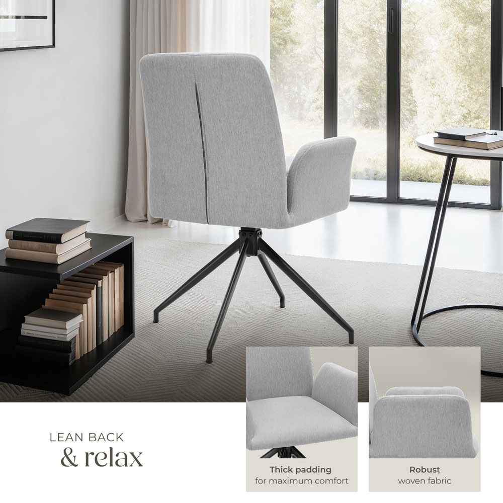 tectake Daya Set of 6 Light Grey Upholstered Swivel Chair Image 5