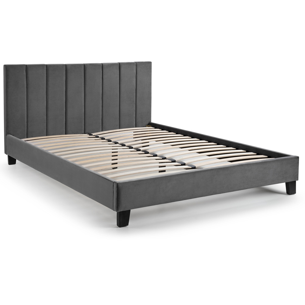Julian Bowen Rosa Single Grey Velvet Bed in a Box Image 3