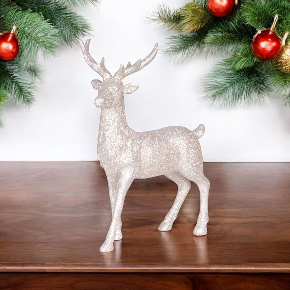 St Helens Champagne Polyresin Deer Christmas Decoration Image 2