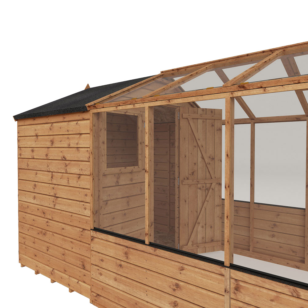Mercia Wooden 12 x 6ft Traditional Apex Greenhouse Combi Shed Image 5