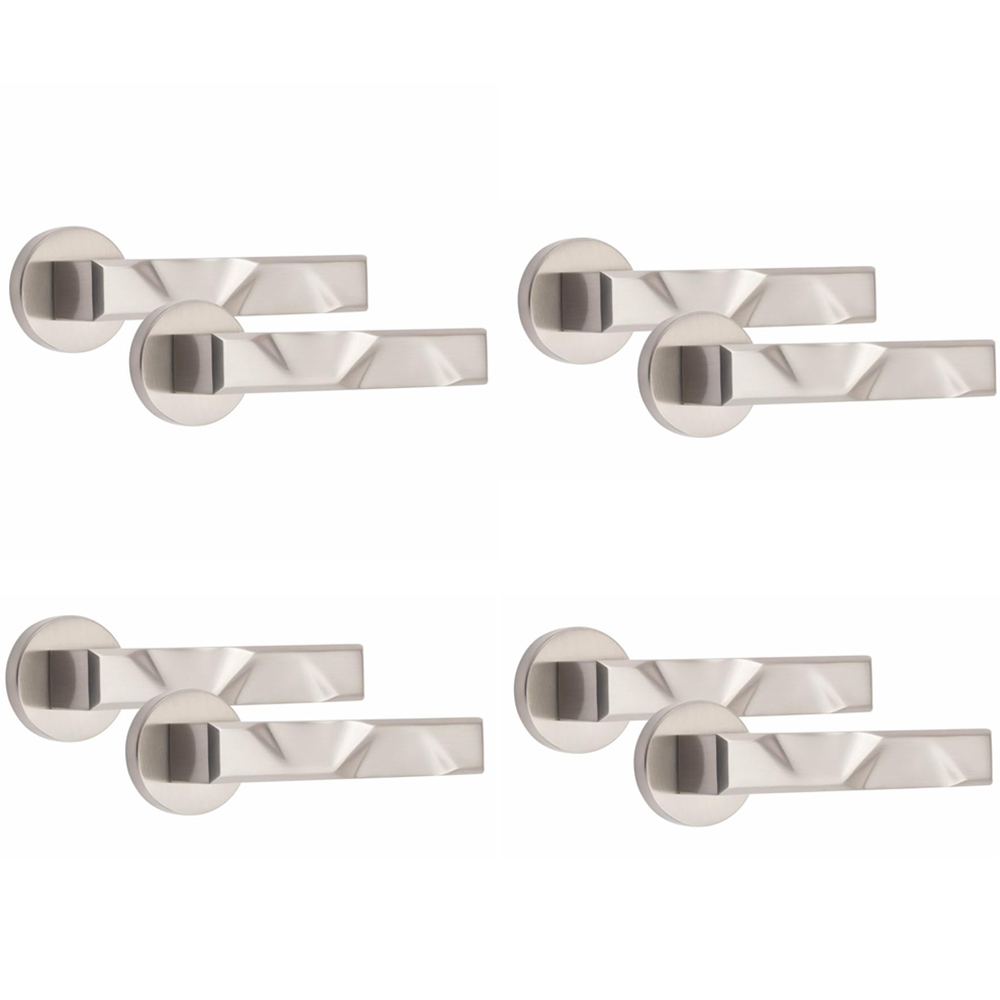 Golden Grace Satin Nickel Modern Nova Premium Door Handle Set 4 Set Image 1