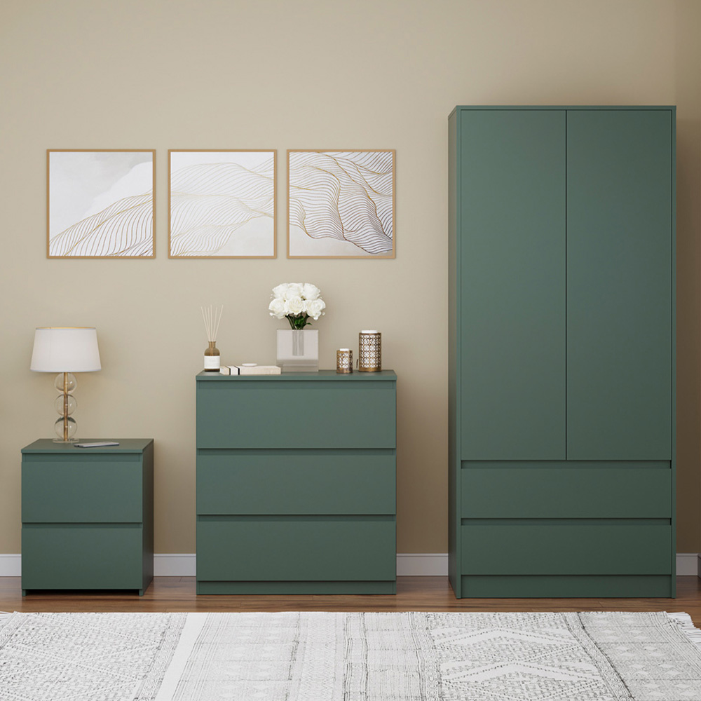 Vida Designs Denver Green 3 Piece Bedroom Furniture Set Image 1