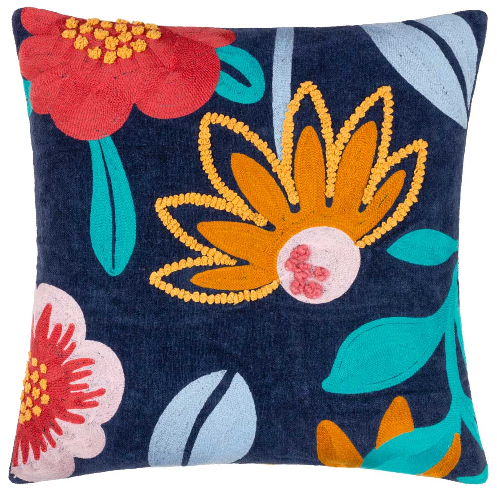 furn. Janey Multicolor Embroidered Floral Cushion Image 1