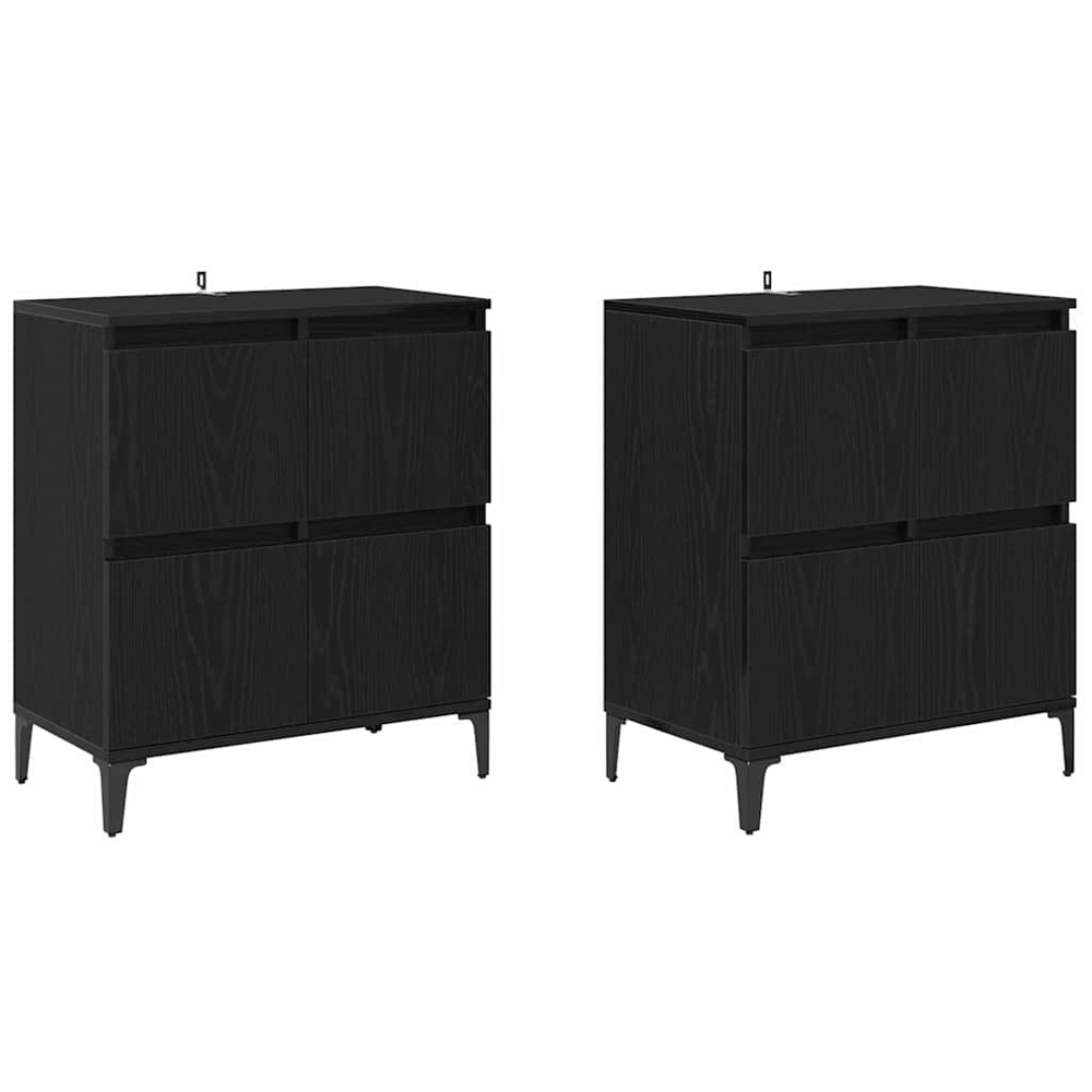 vidaXL 4 Door Black Oak Sideboard Set of 2 Image 2