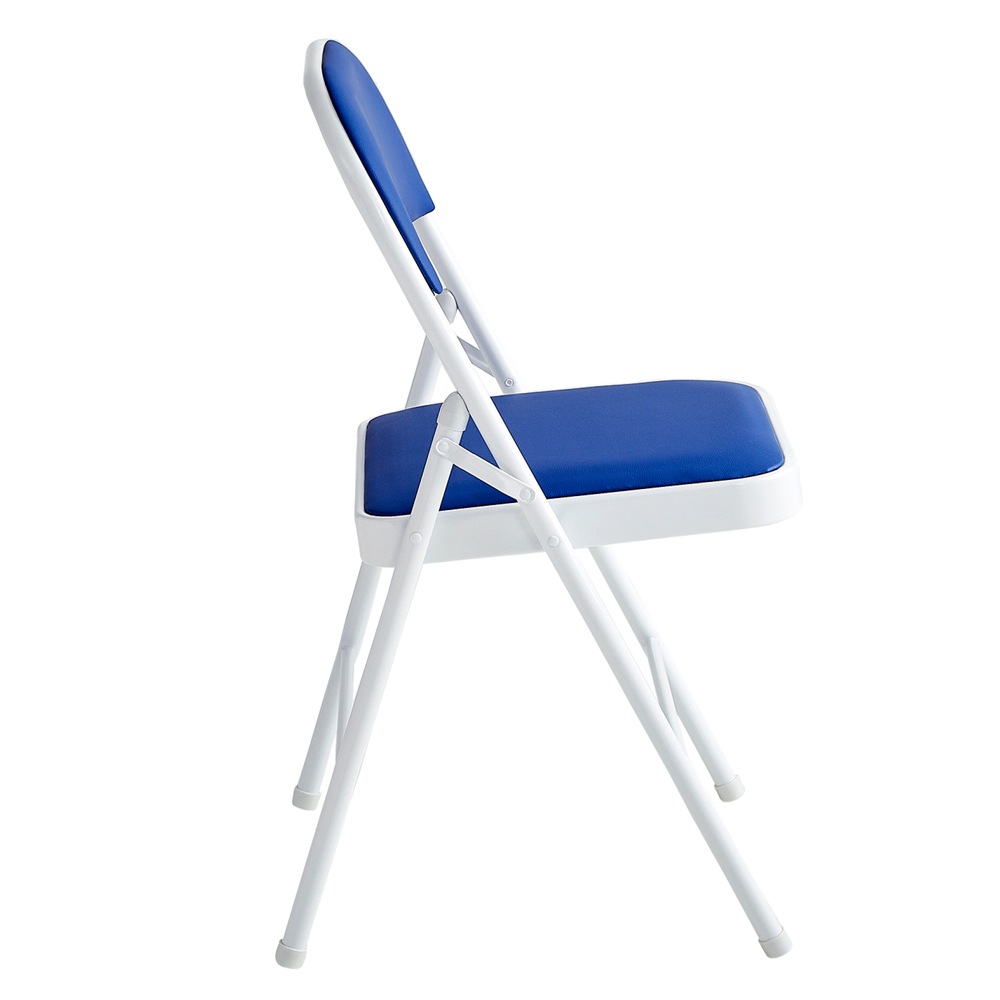 Set of 4 Blue Padded Folding Metal Dining Chairs Image 4