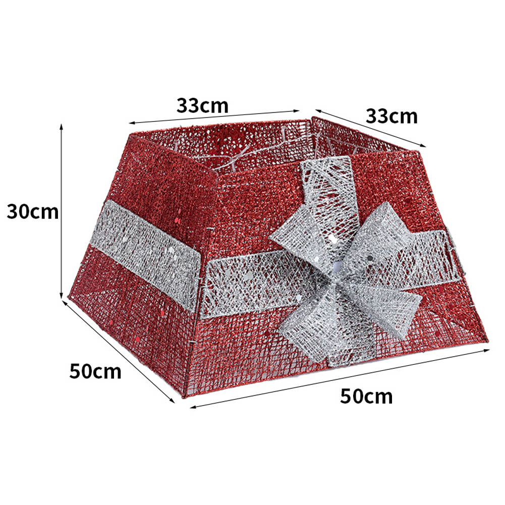 Living and Home Red and White Square Christmas Tree Collar Basket Image 7
