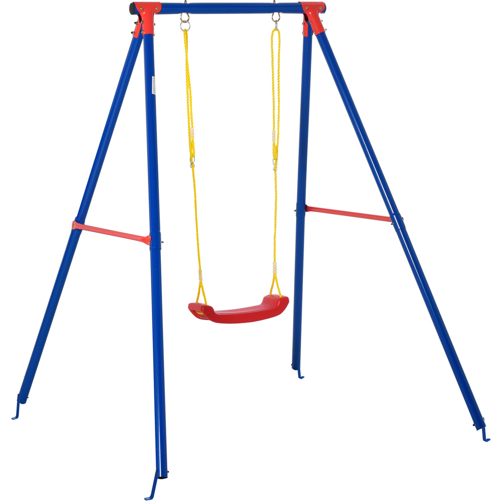Outsunny Kids Metal Swing Set with Adjustable Rope Image 1
