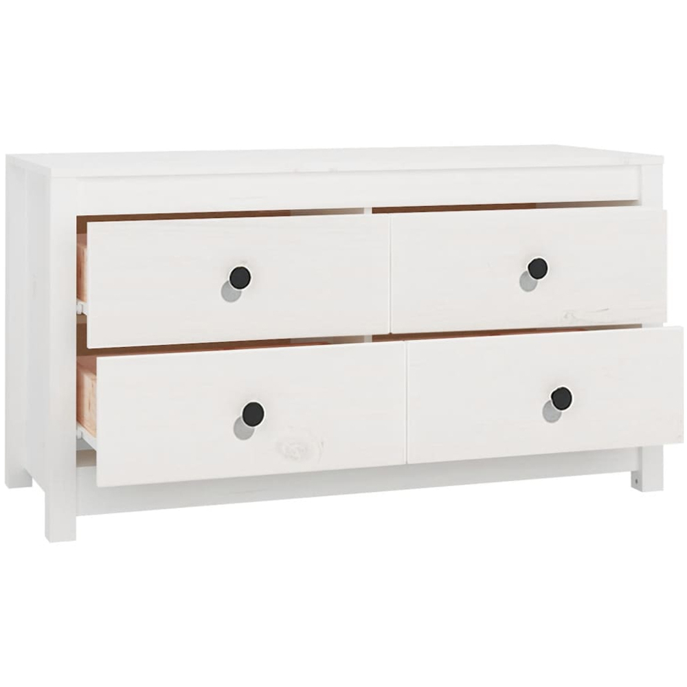 vidaXL 4 Drawer White Solid Pine Wood Sideboard Image 3