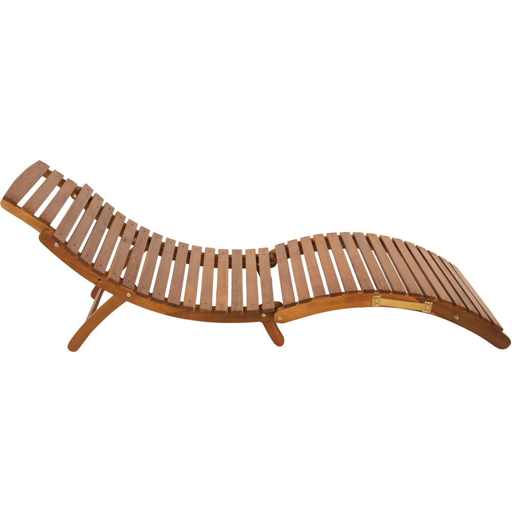 Charles Bentley Acacia Folding Curved Sun Lounger Image 4