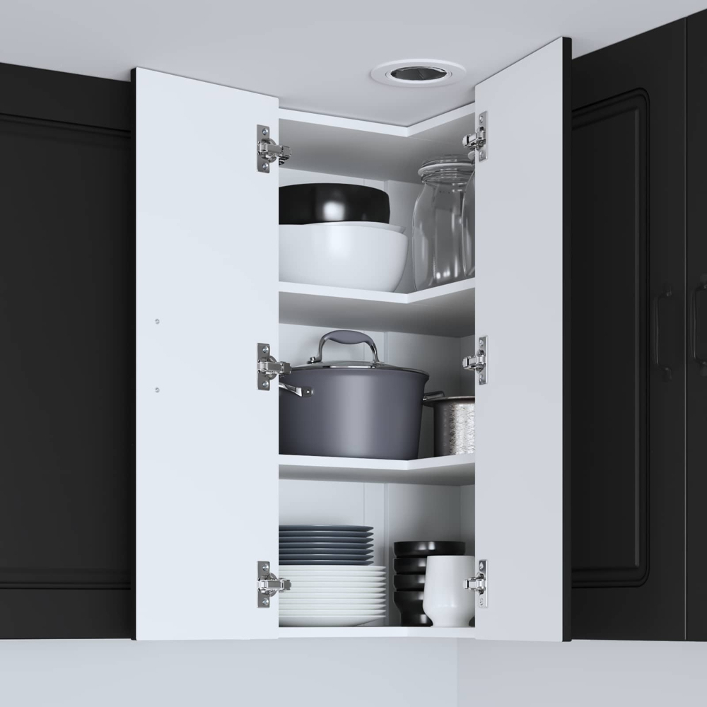vidaXL 2 Door Black Kitchen Wall Corner Cabinet Image 9
