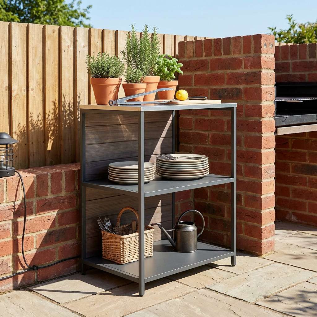 2 Shelf Natural Fleetwood Outdoor Kitchen Storage Rack Image 6