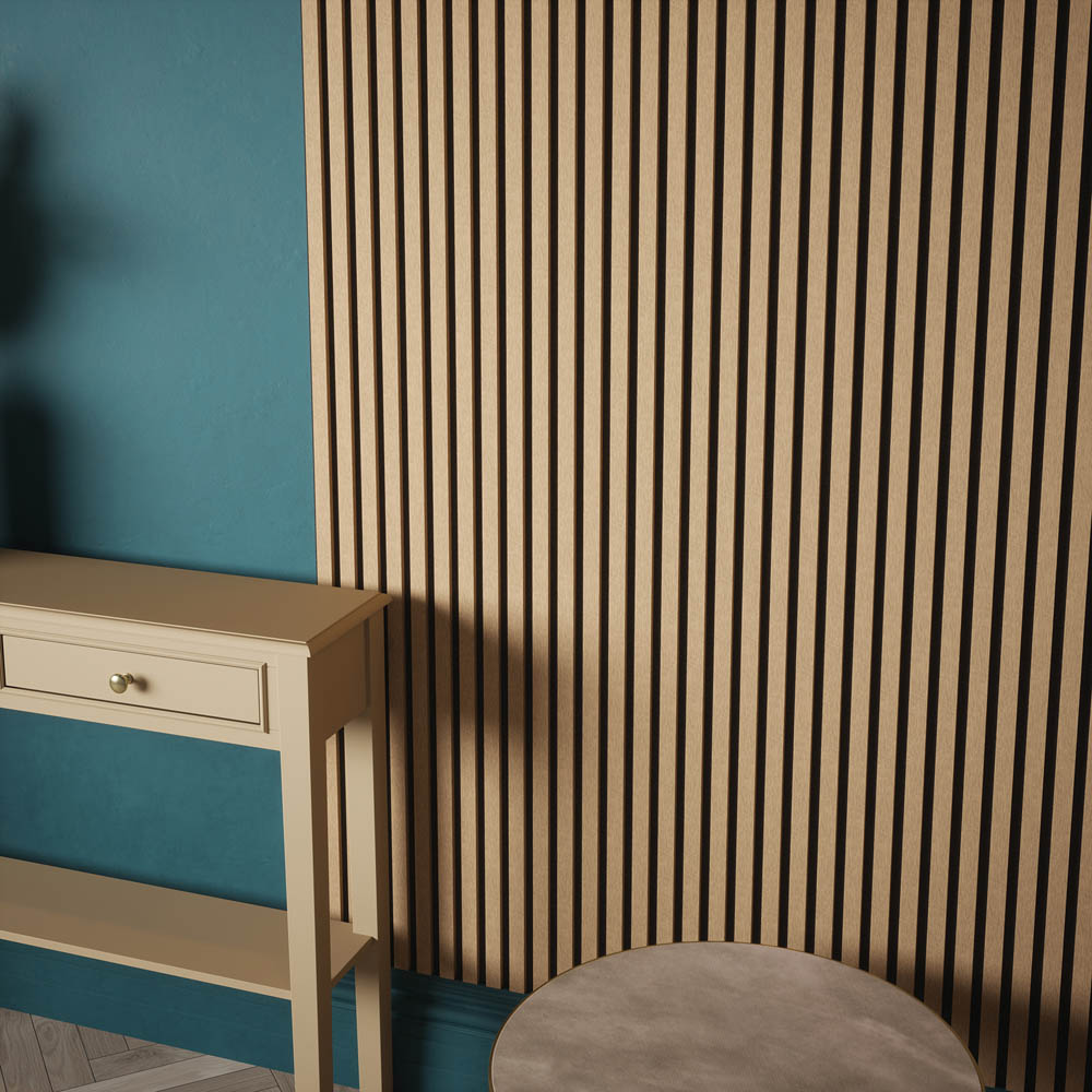 Kraus Easy Living Medium Oak Acoustic Slat Wall Panel 240 x 60cm Image 6