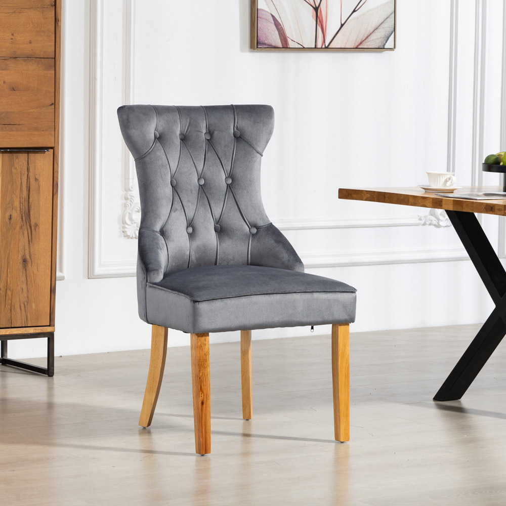 Artemis Home Martina Set of 2 Grey Velvet Fabric Dining Chair Image 6