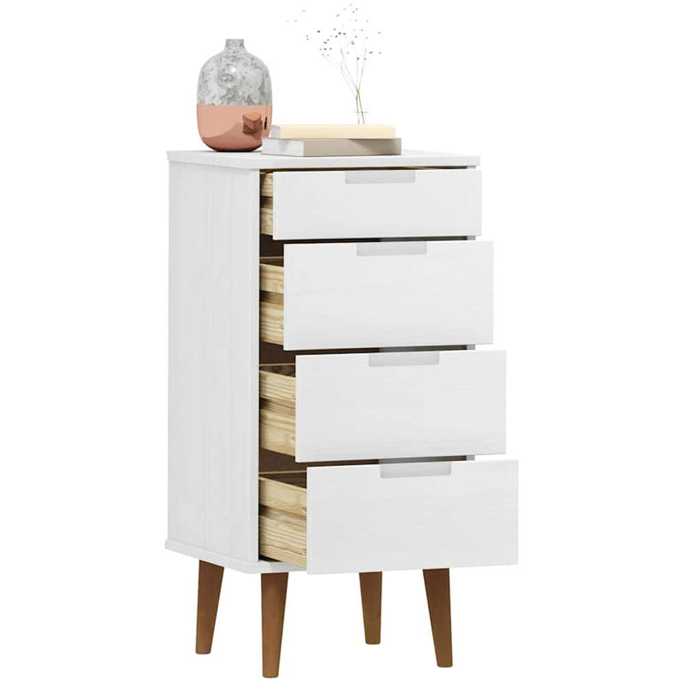 vidaXL 4 Drawer White Solid Pine Wood Drawer Cabinet Image 3