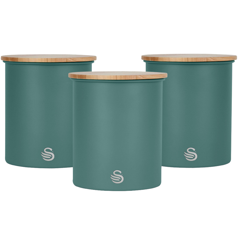 Swan 3 Piece Pine Green Canisters Image 1