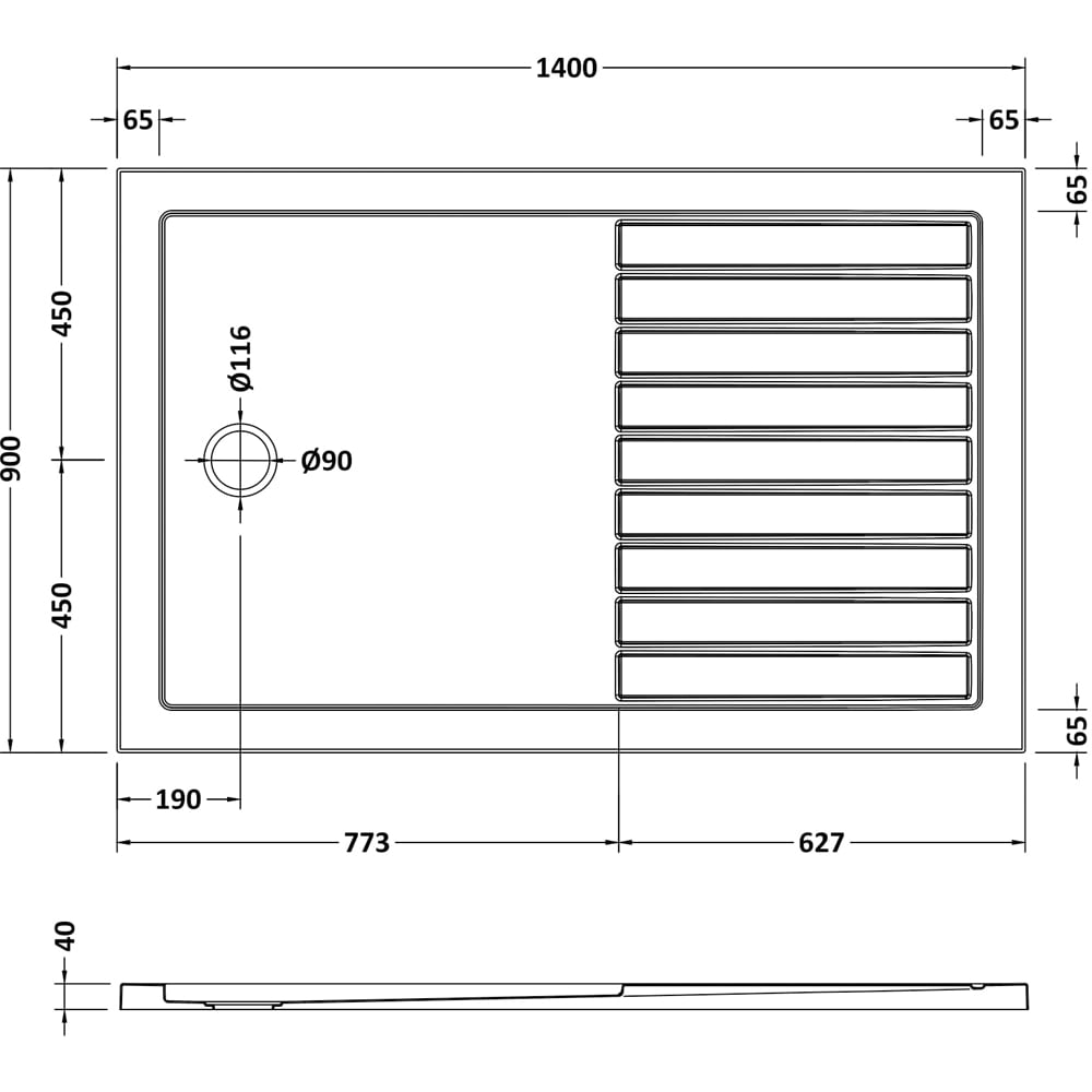 nuie White Slip Resistant Walk In Shower Tray 1400 x 900mm Image 2