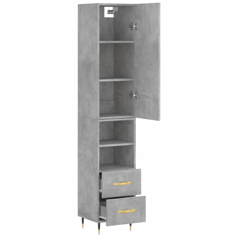 vidaXL Single Door 2 Drawer 2 Shelf Concrete Grey Highboard Image 4