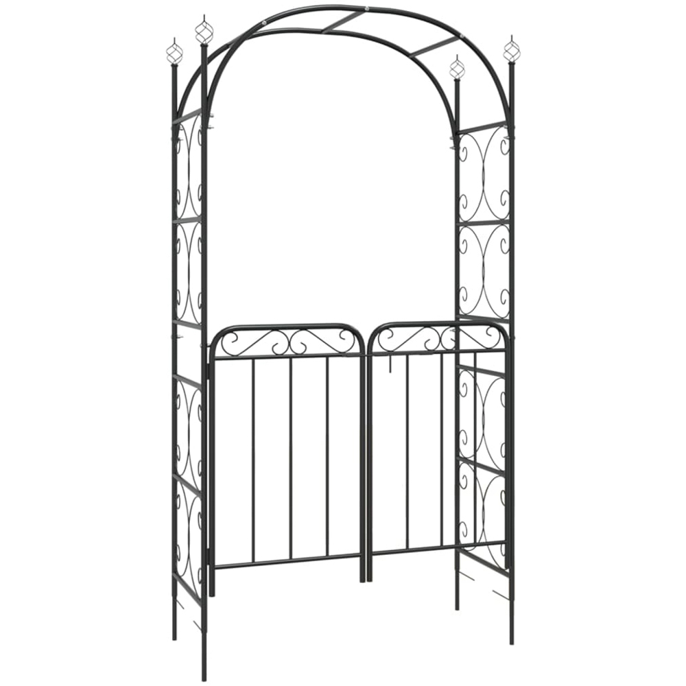 vidaXL 7.7 x 1.4 x 3.5ft Black Steel Garden Arch with Gate Image 2