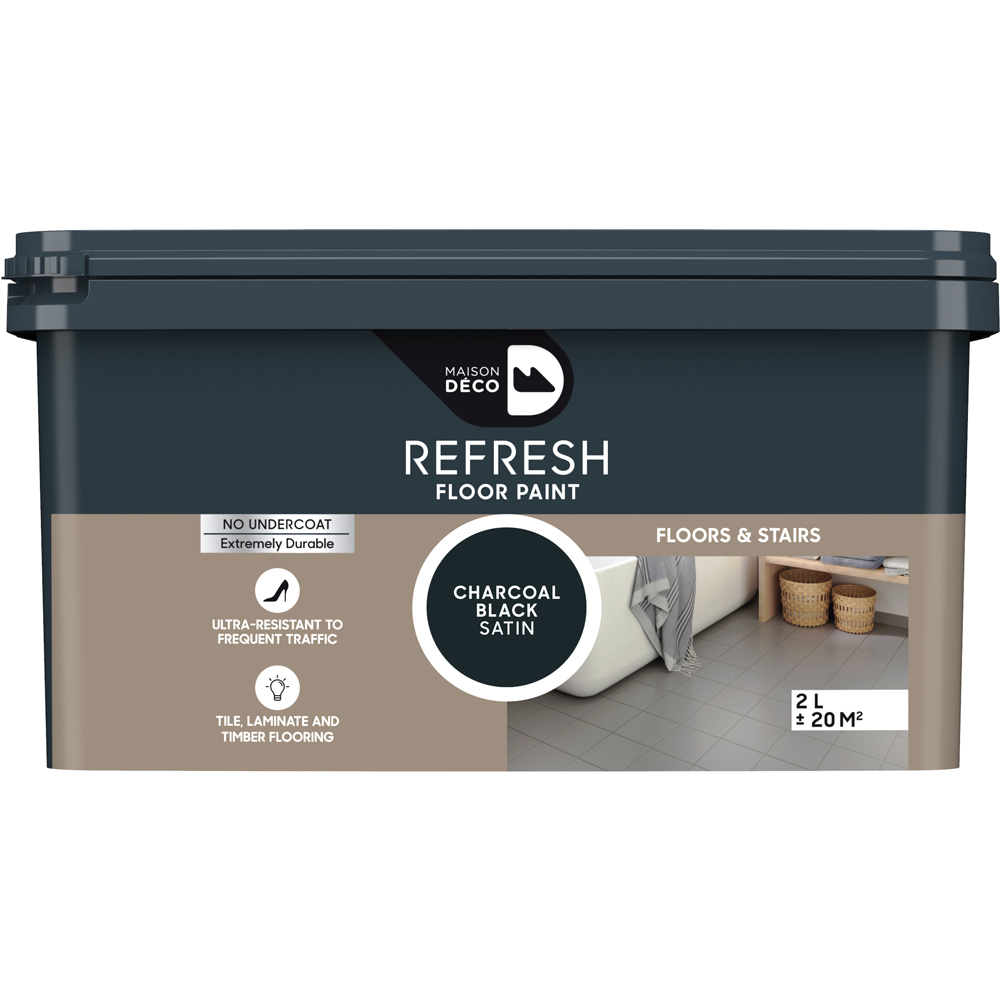 Maison Deco Refresh Floor Charcoal Black Satin Paint 2L Image 2