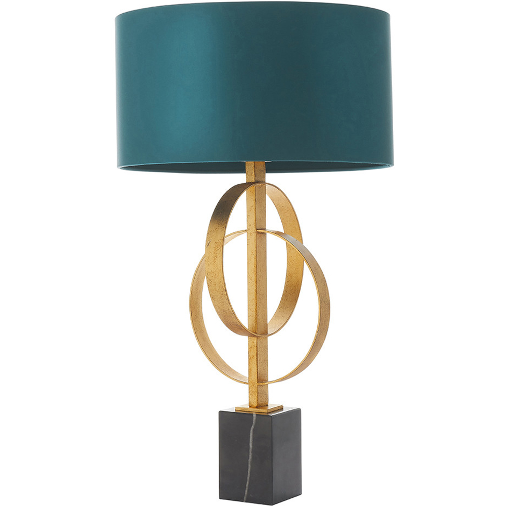 Merano Trento Antique Gold and Teal Satin Fabric Table Lamp Image 1