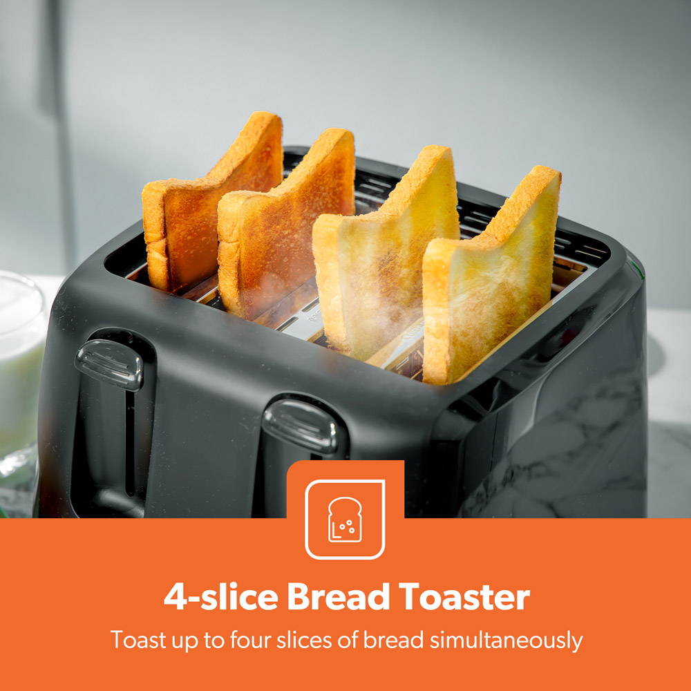 Geepas GBT36549UK-BK Black 4 Slice Toaster 1400W Image 3