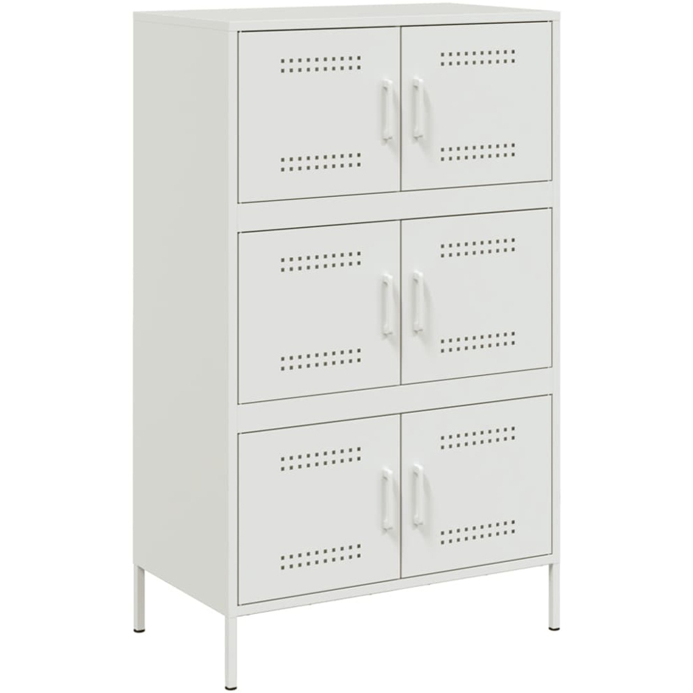 vidaXL 2 Door White Steel Highboard Image 2