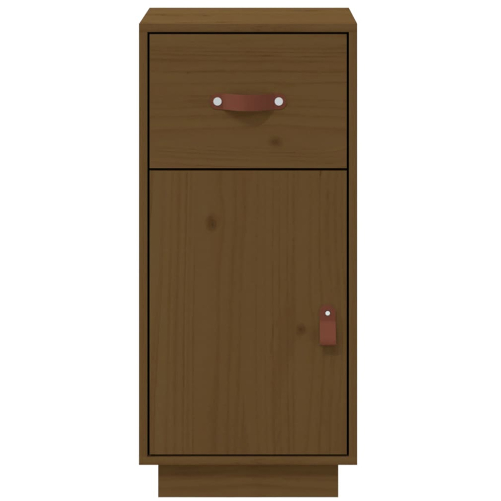 vidaXL Single Door Single Drawer Honey Brown Solid Pine Wood Sideboard Image 4