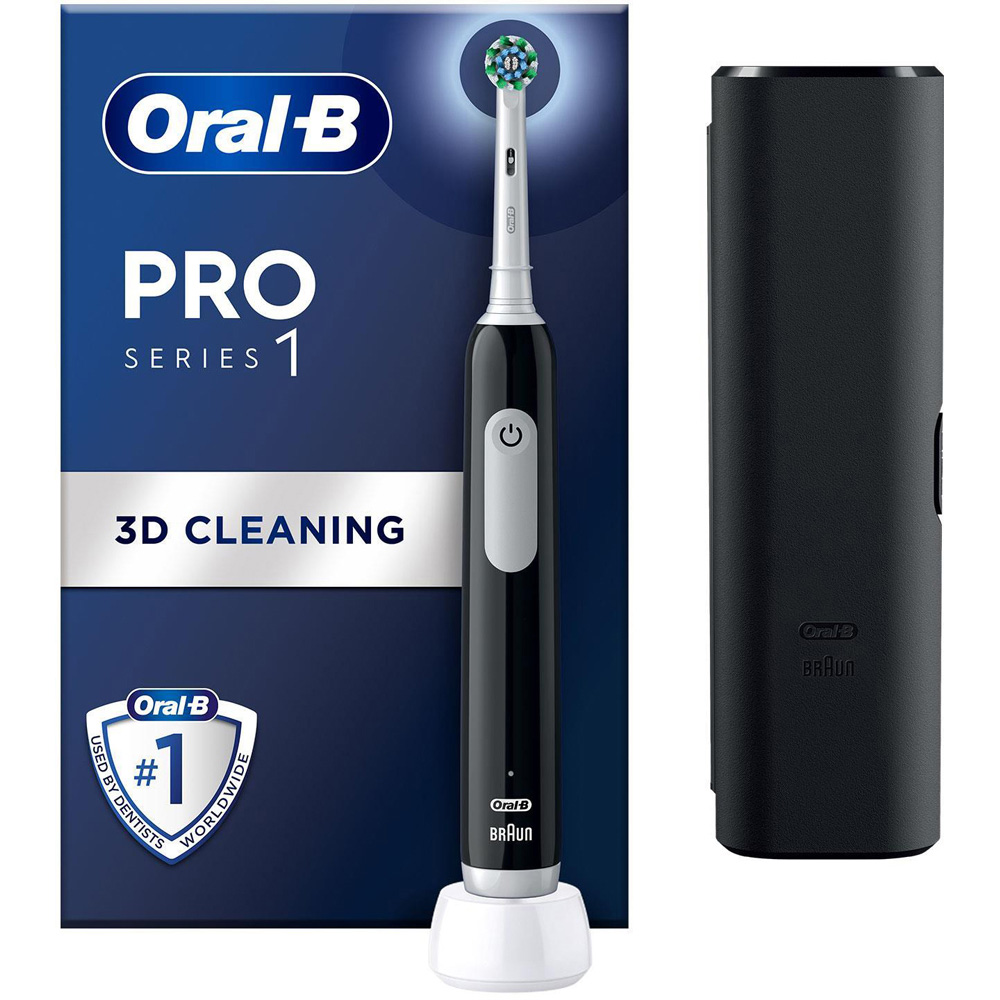 Oral-B Pro Black Electric Rechargeable Toothbrush with 8 Cross Action Black Refill Head Image 3