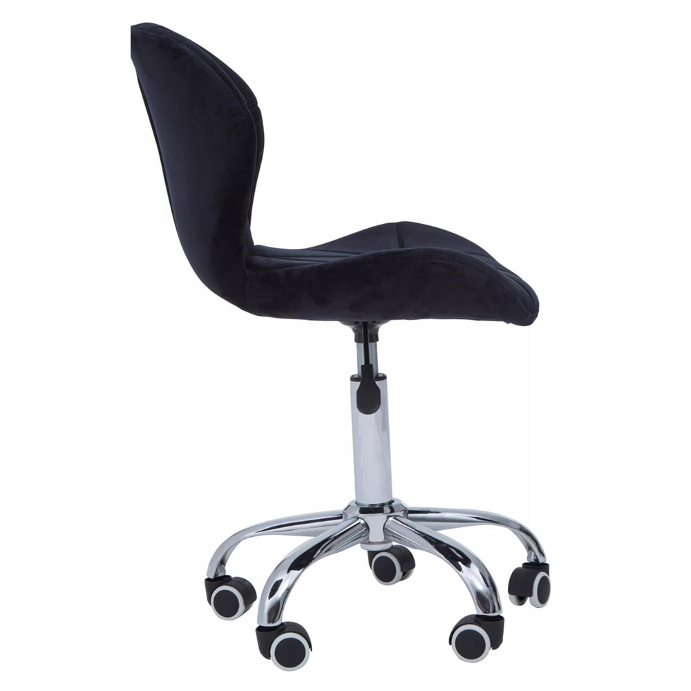 Premier Housewares Black Velvet Quilted Home Office Chair Image 4