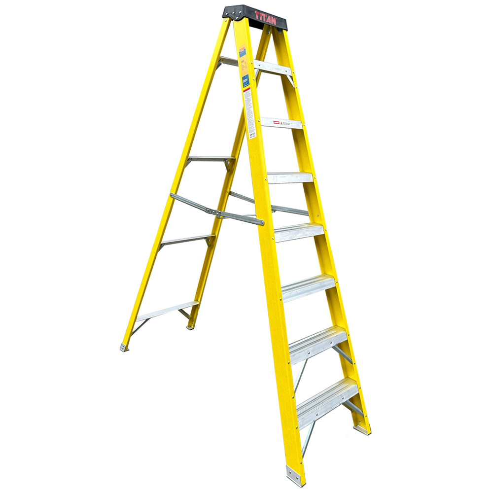 Titan 8 Tread Glassfibre Swing Back Professional Step Ladder Image 1