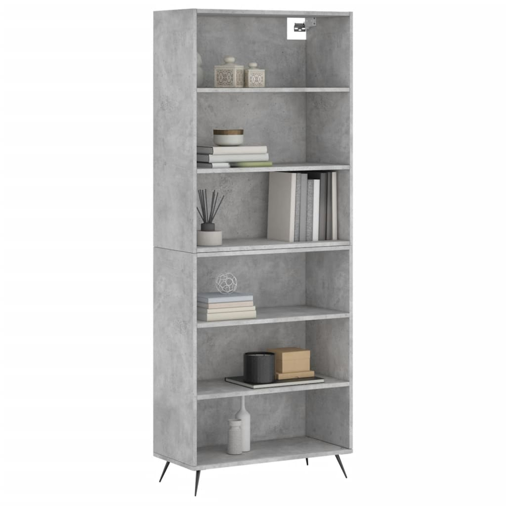 vidaXL 6 Shelf Concrete Grey Highboard Image 3