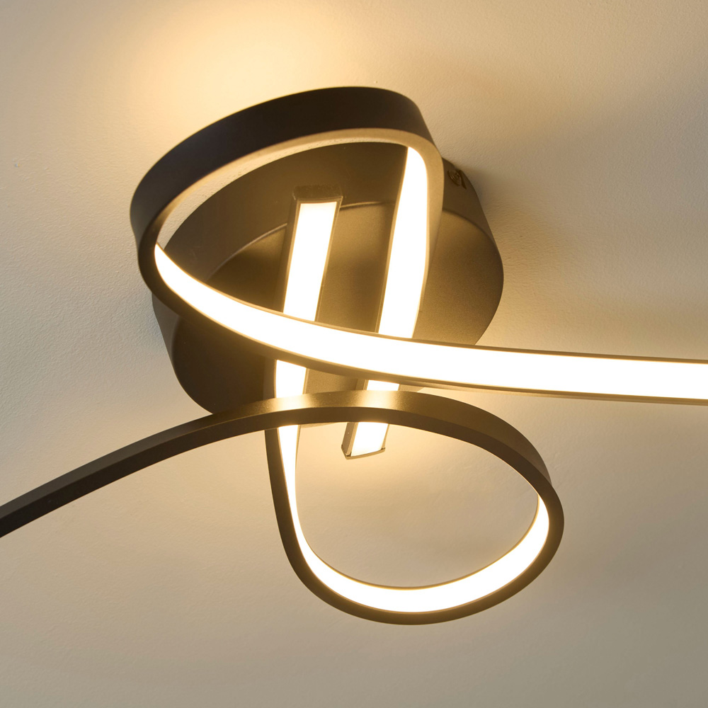 Lighting Collection Furness Black Metal Twisted LED Flush Ceiling Light Image 4