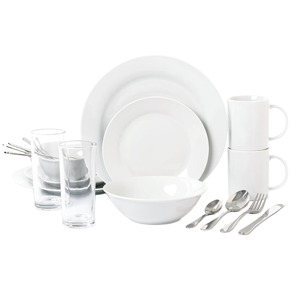 Waterside White 18 Piece 2 Person Dinner Set Image 1