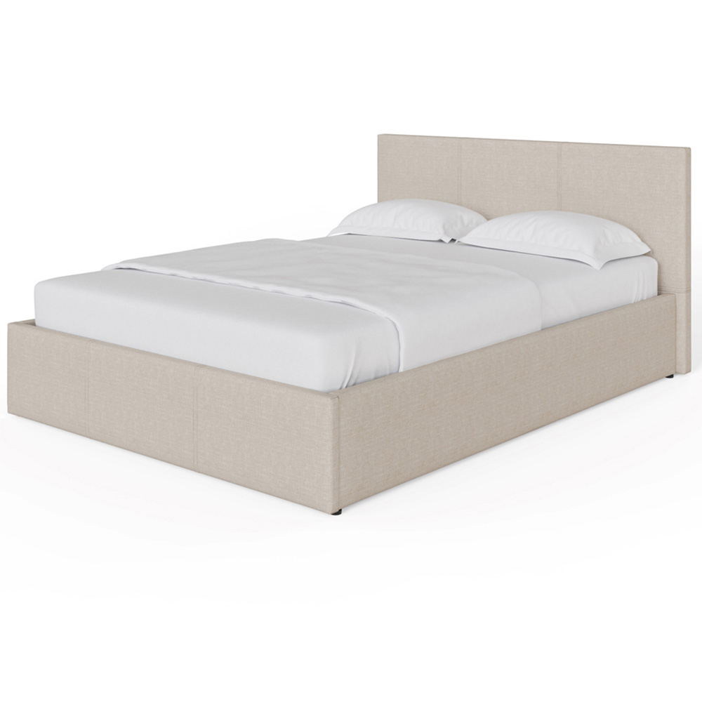 GFW King Size Natural Hopsack Fabric End Lift Ottoman Bed with Memory Pocket Spring Mattress Image 3