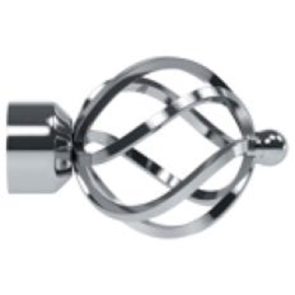 New Edge Blinds 300cm Fixed Length Chrome Eyelet Metal Curtain Pole Set with Cage Finial Image 2