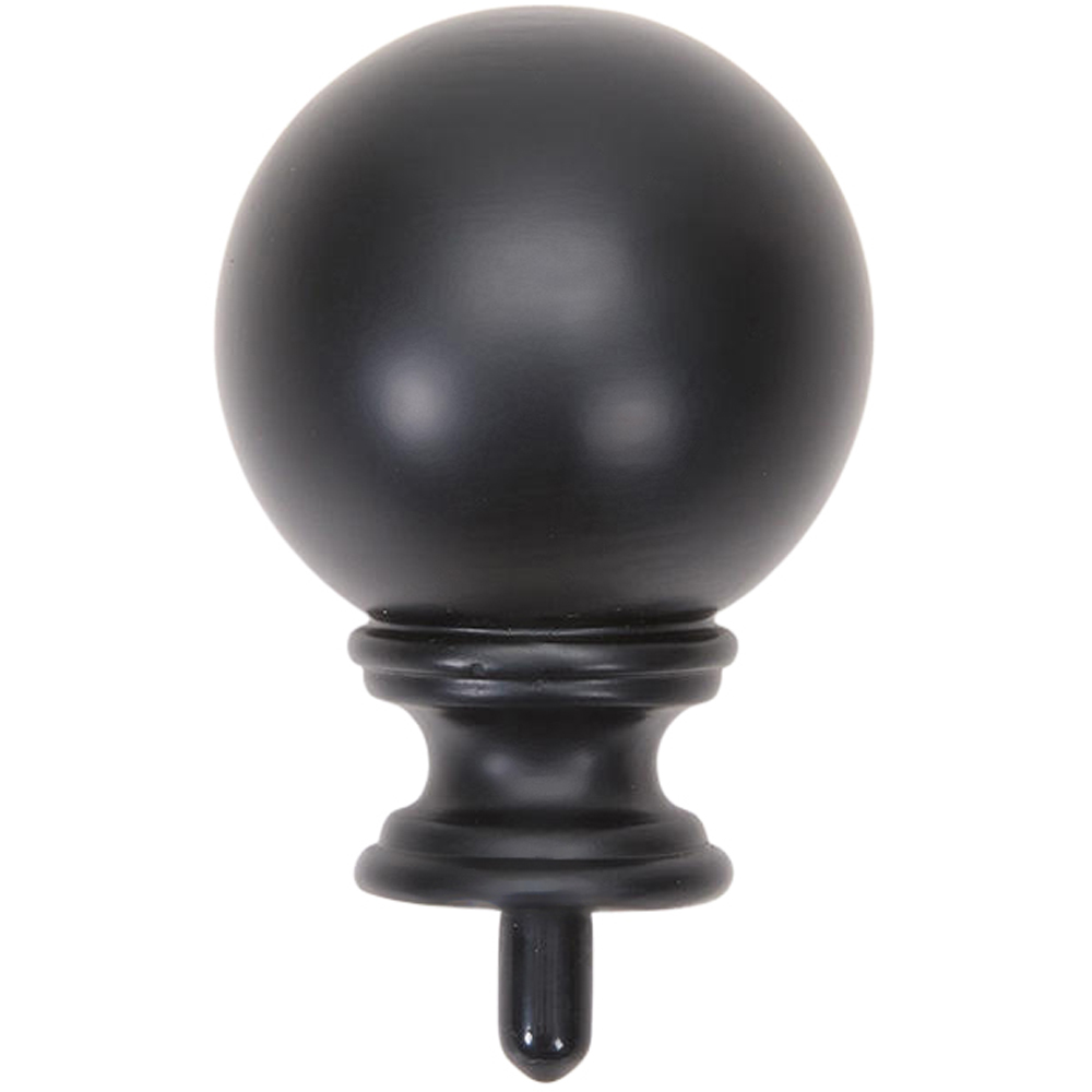 Living and Home 183-366cm Glossy Black Telescopic Curtain Pole with Brackets and Ball Finials Image 3