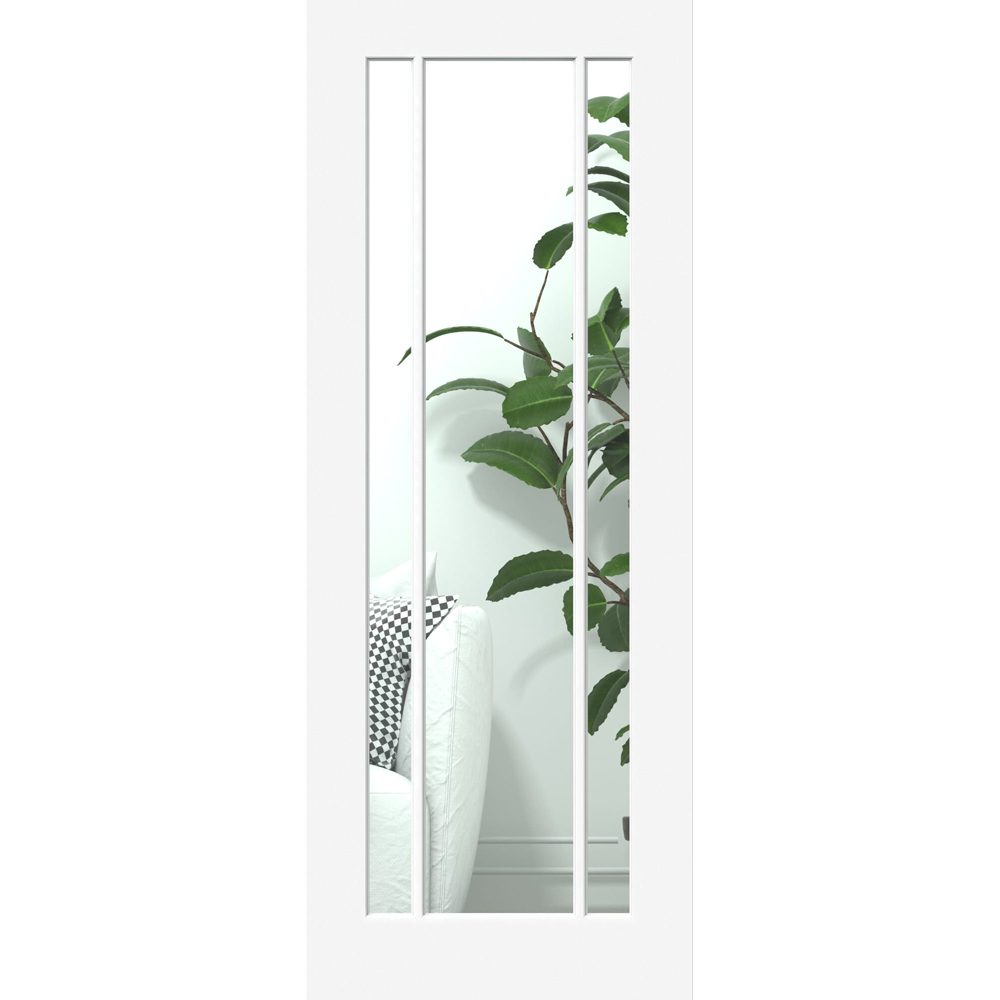 Green & Taylor Worcester White Primed 3 Lite Clear Glazed Internal Door 1981 x 838mm Image