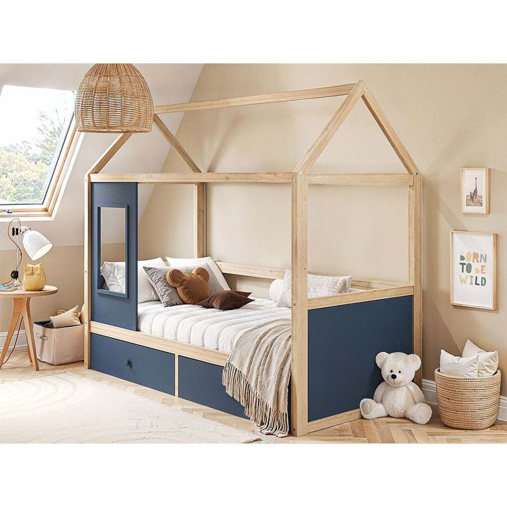Flair Ted Blue Wooden Play House Bed Frame with Storage Image 5