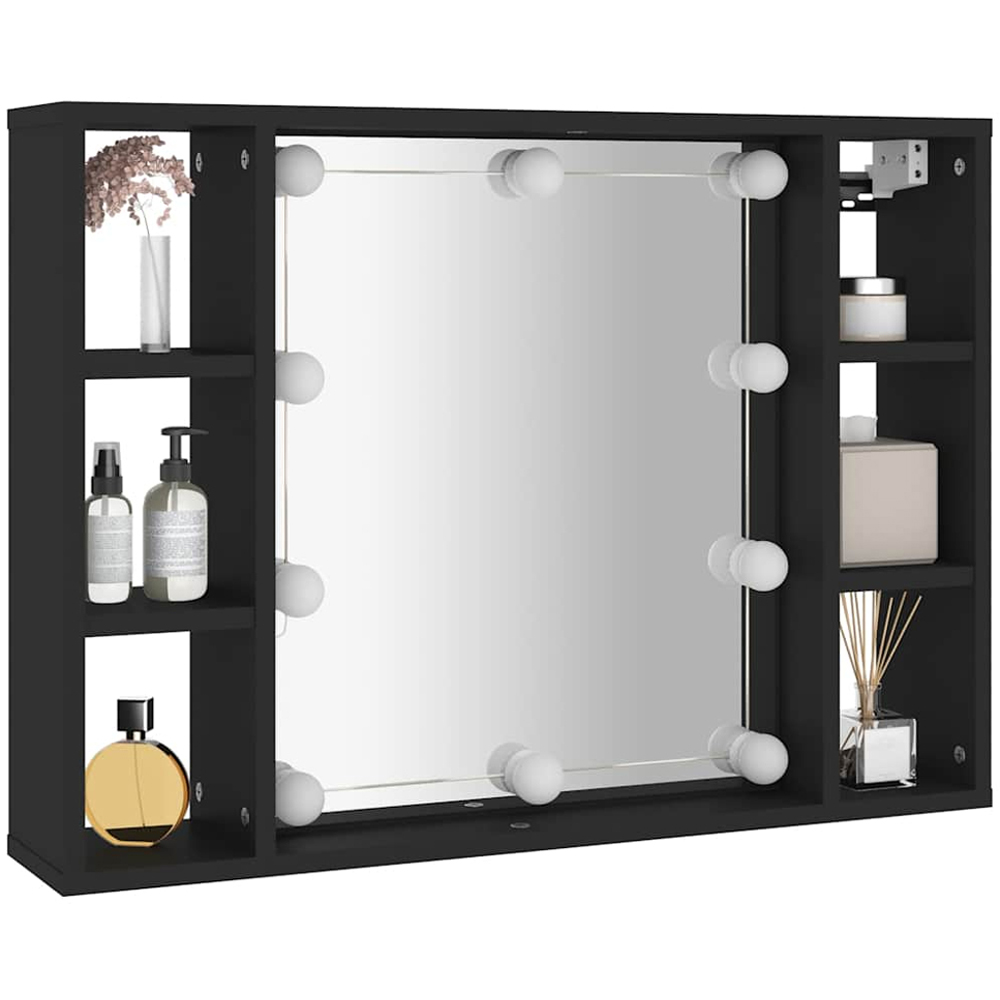 vidaXL 6 Shelf Black LED Mirror Cabinet Image 4