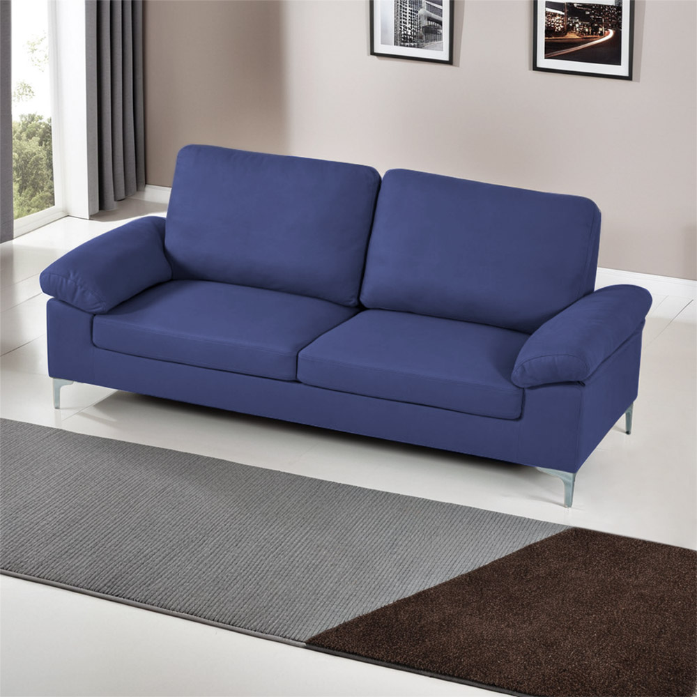 Kosy Koala 4 Seater Blue Fabric Sofa Set with Chrome Feet Image 4