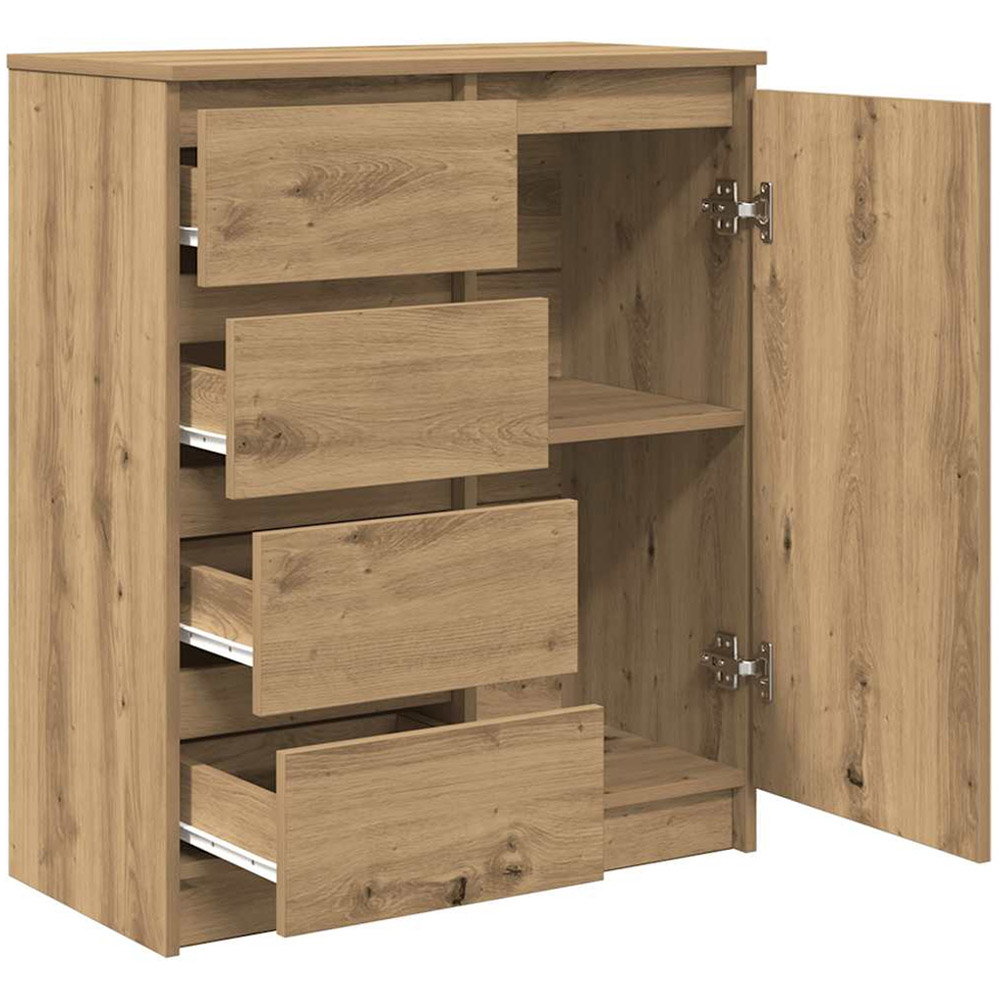 vidaXL Single Door 4 Drawer Artisan Oak Sideboard Image 5