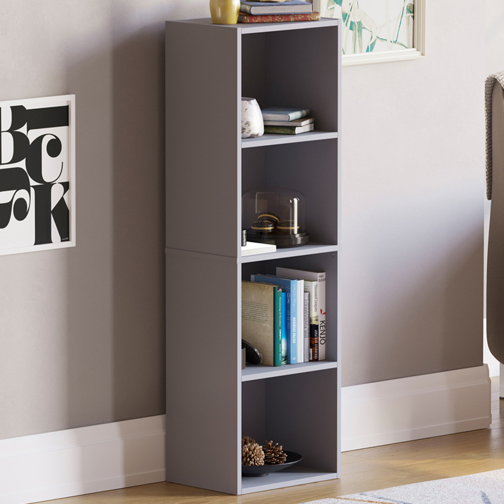 Vida Designs Oxford 4 Shelf Grey Cube Bookcase Image 1