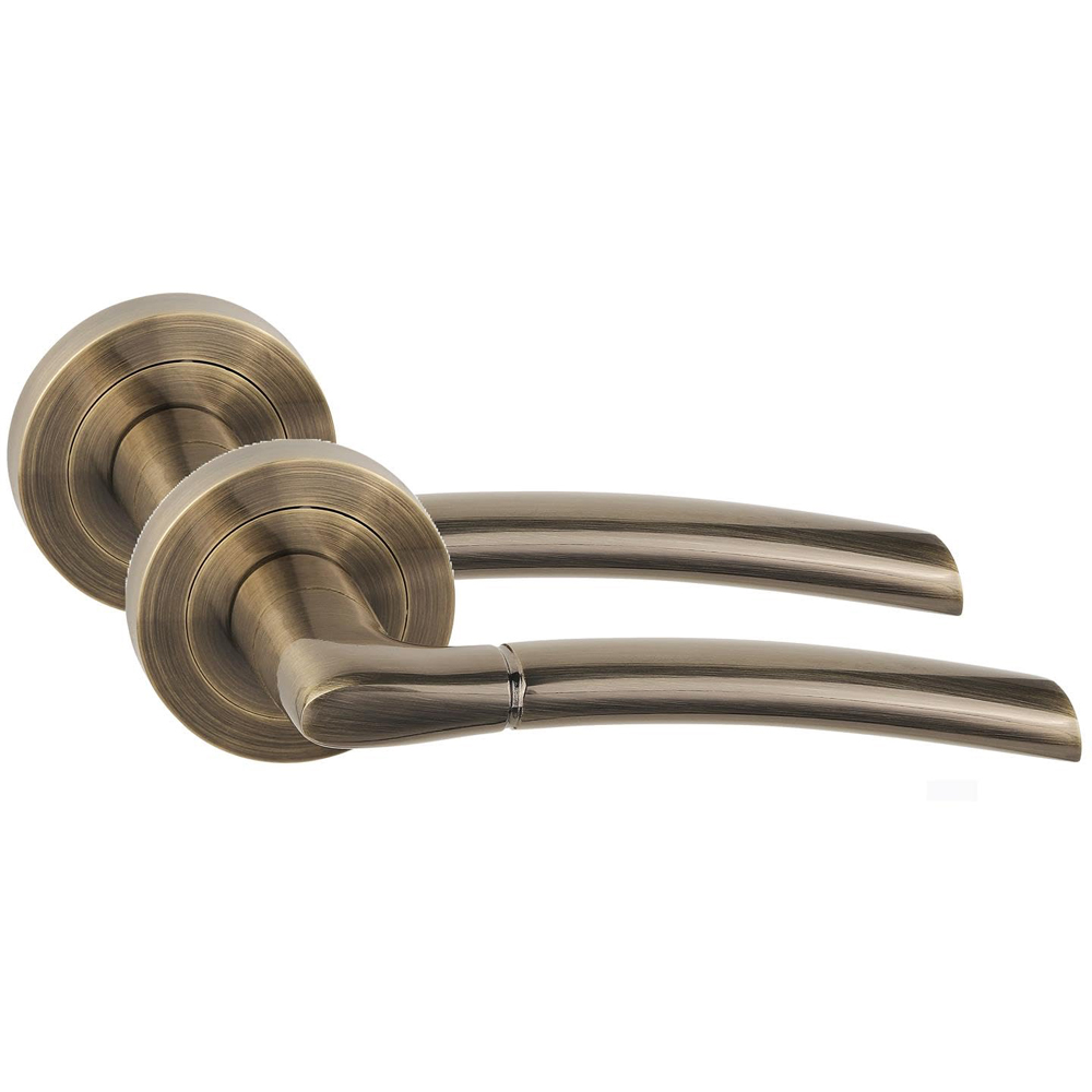 Golden Grace Indiana Antique Brass Door Handle Pair with Escutcheon and Mortise Lock Image 3