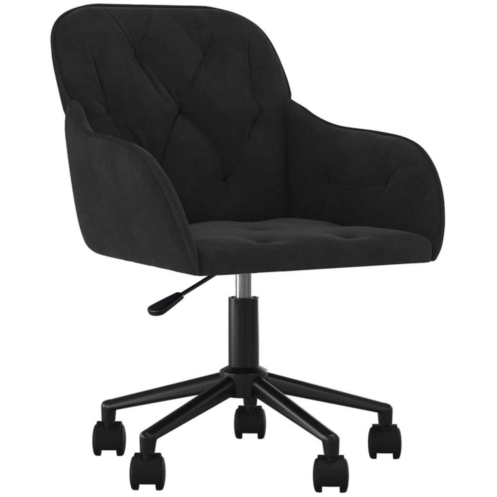 vidaXL Set of 2 Black Velvet Height-Adjustable Swivel Dining Chair with Wheels Image 3